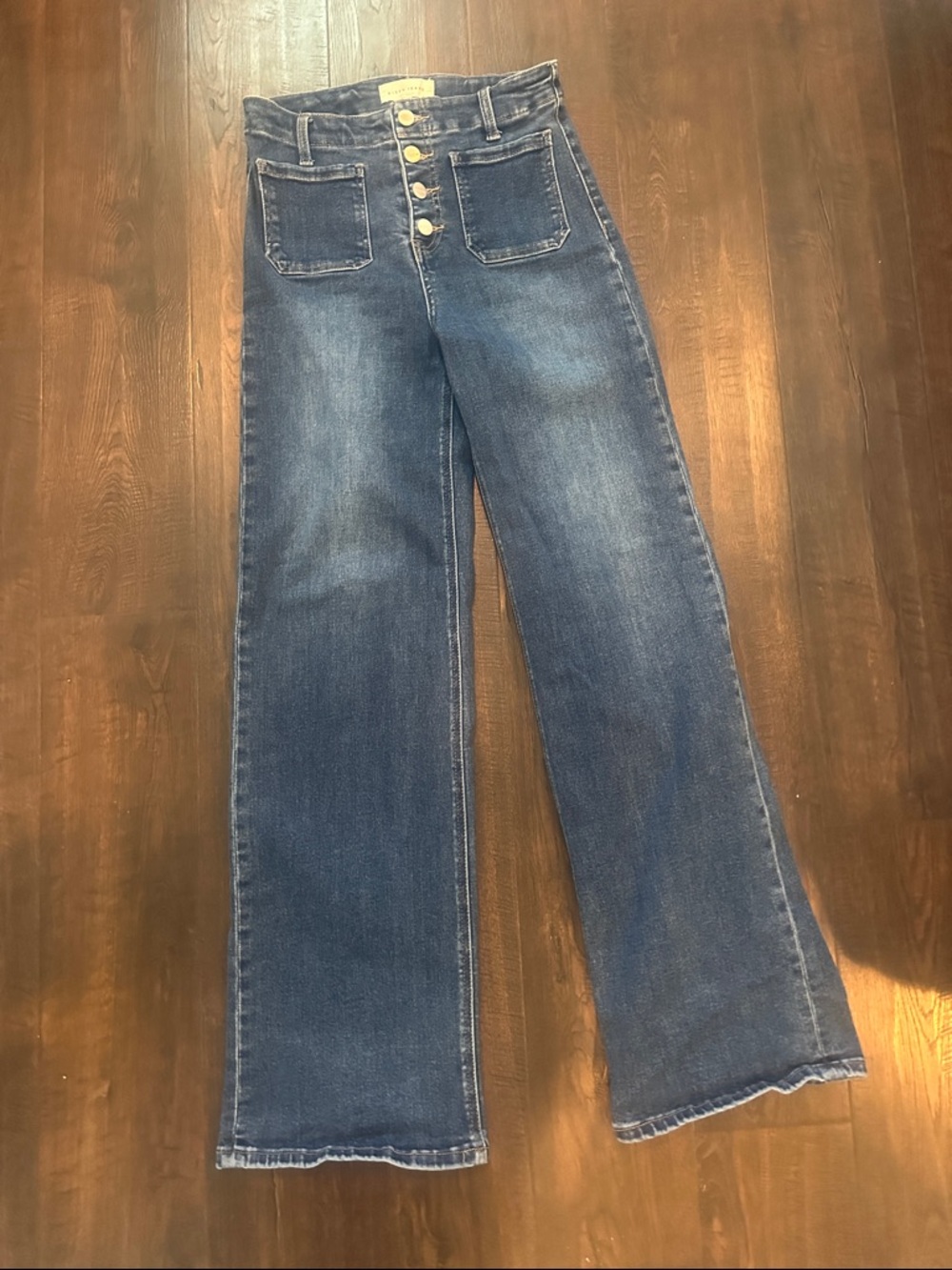 High-Waist Wide-Leg Jeans in Dark Blue Wash